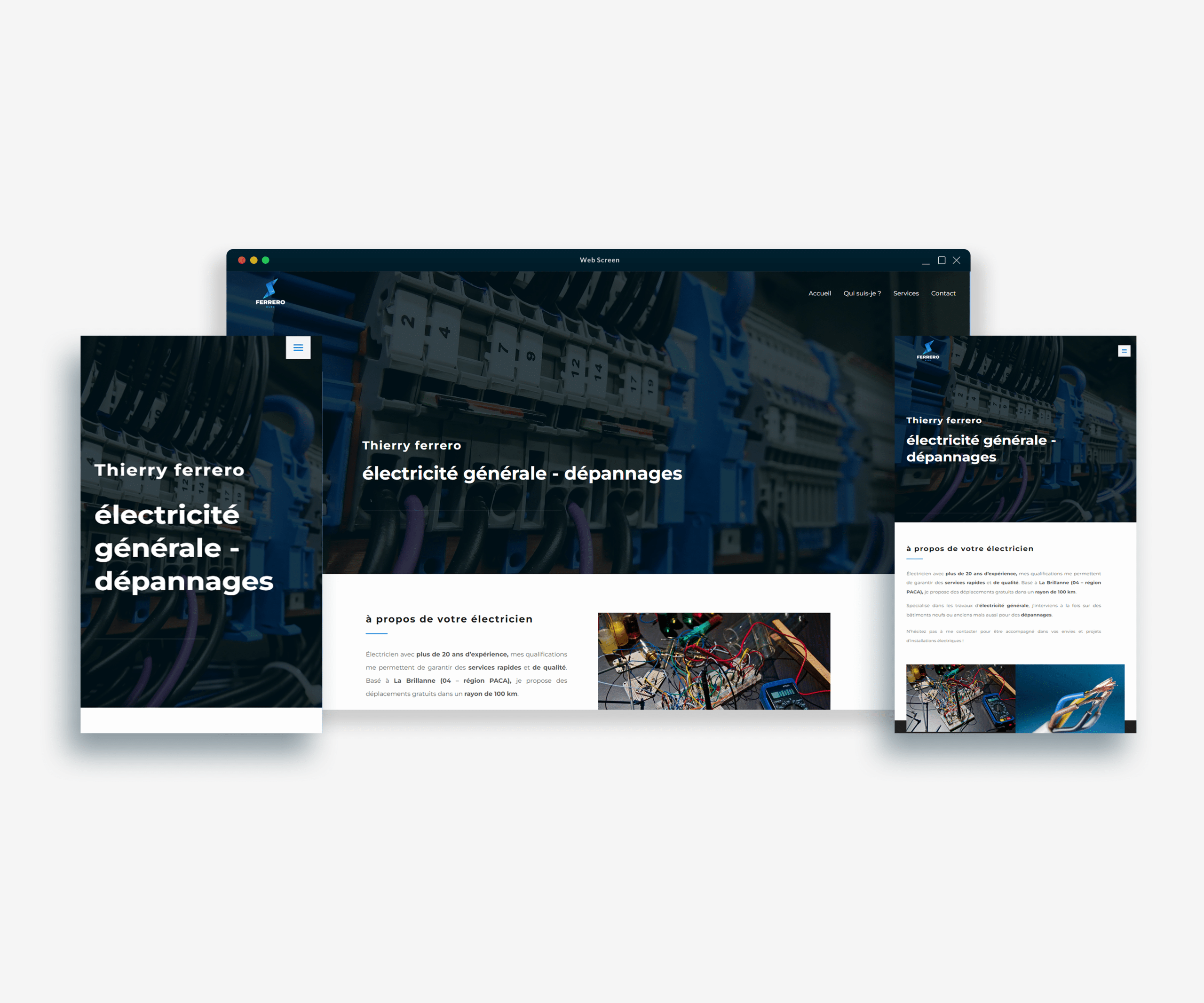 electrician website design, simple, wordpress