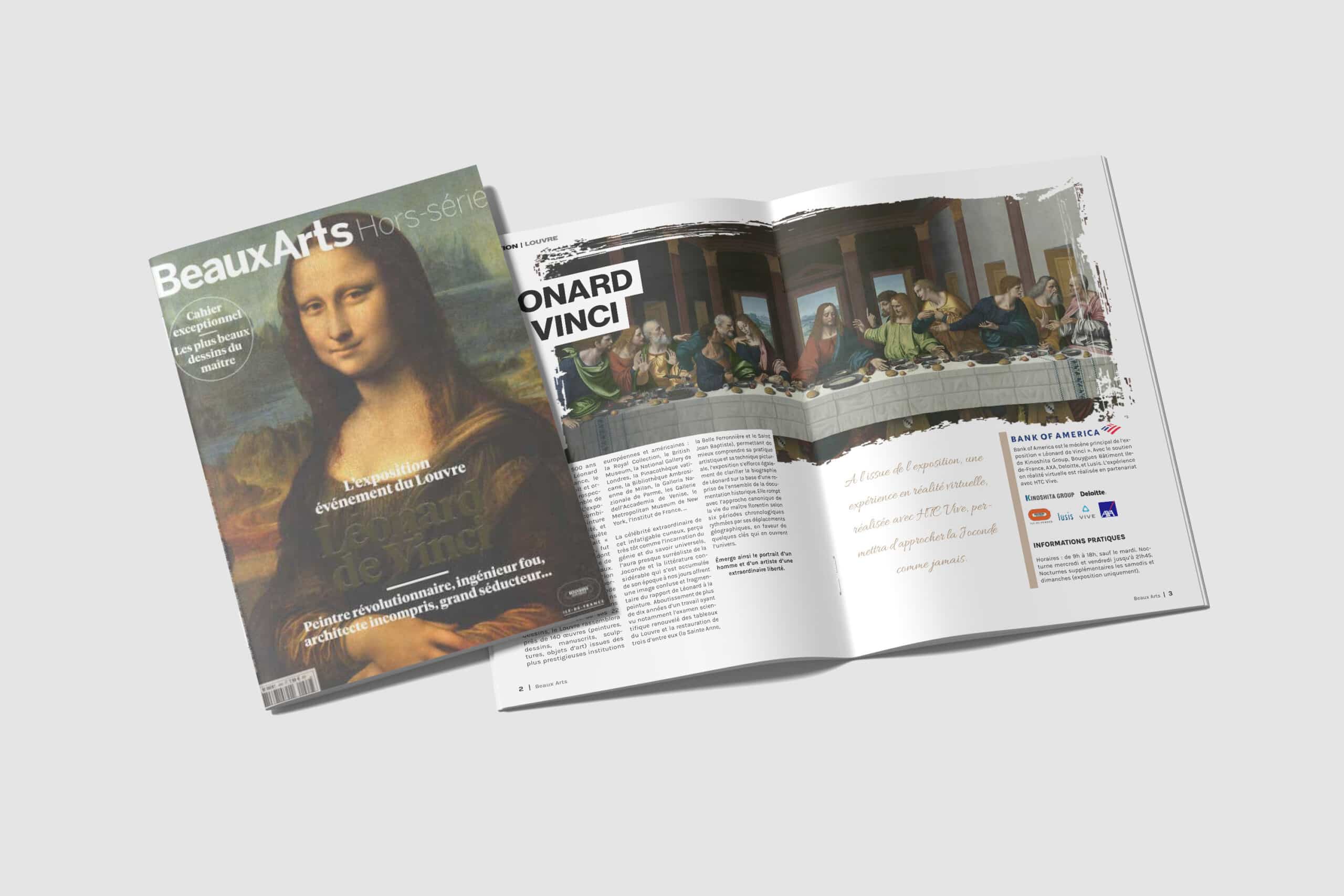 Mockup Magazine exposition Leonard de Vinci louvre Indesign